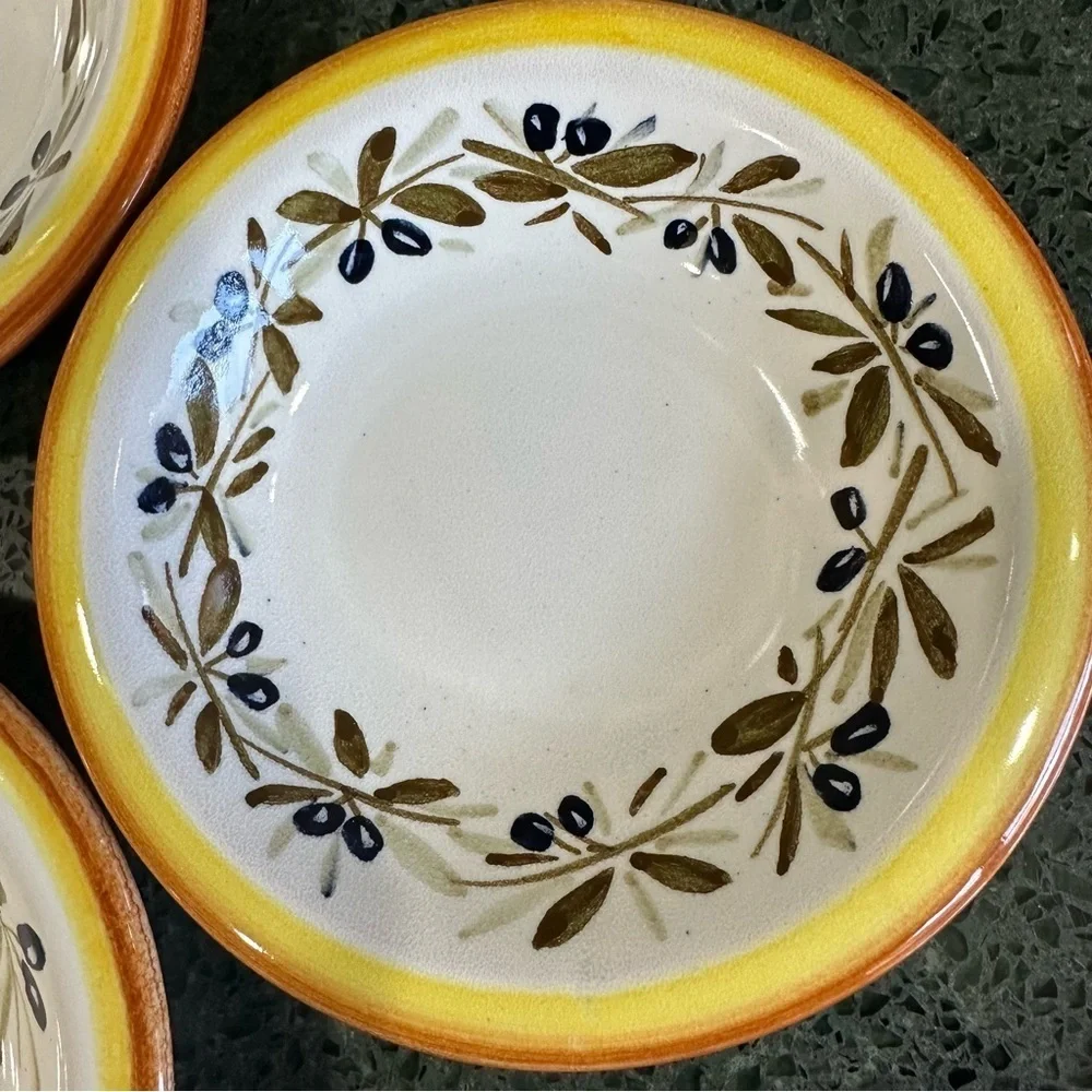 Williams Sonoma Tuscan Olives Made in Italy Hand Painted Dipping Bowls Set of 4